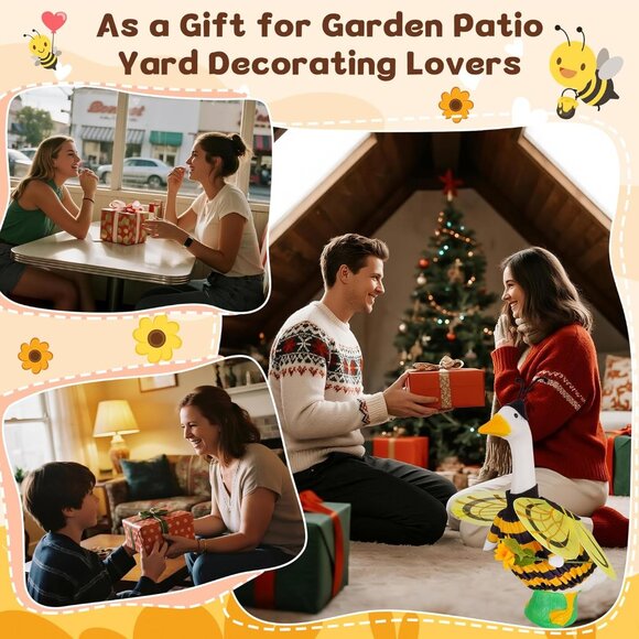 2Pcs Cute Yellow Bee Costume Set 23"/ 17"Porch Goose Fall Outfit for Theme Party - Picture 6 of 7